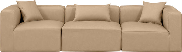 Cube Tan Vegan Leather Modular Sofa 668Tan-S108B Meridian Furniture