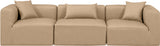 Cube Tan Vegan Leather Modular Sofa 668Tan-S108B Meridian Furniture