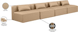 Cube Tan Vegan Leather Modular Sofa 668Tan-S144A Meridian Furniture