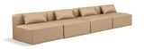 Cube Tan Vegan Leather Modular Sofa 668Tan-S144A Meridian Furniture