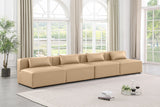 Cube Tan Vegan Leather Modular Sofa 668Tan-S144A Meridian Furniture