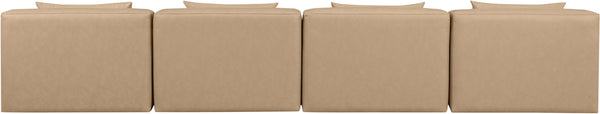 Cube Tan Vegan Leather Modular Sofa 668Tan-S144A Meridian Furniture