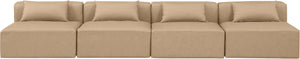 Cube Tan Vegan Leather Modular Sofa 668Tan-S144A Meridian Furniture