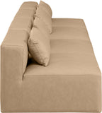 Cube Tan Vegan Leather Modular Sofa 668Tan-S144A Meridian Furniture