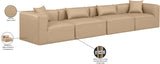 Cube Tan Vegan Leather Modular Sofa 668Tan-S144B Meridian Furniture