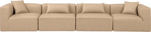 Cube Tan Vegan Leather Modular Sofa 668Tan-S144B Meridian Furniture