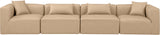 Cube Tan Vegan Leather Modular Sofa 668Tan-S144B Meridian Furniture