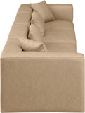 Cube Tan Vegan Leather Modular Sofa 668Tan-S144B Meridian Furniture