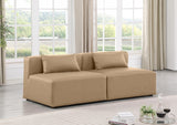 Cube Tan Vegan Leather Modular Sofa 668Tan-S72A Meridian Furniture