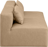 Cube Tan Vegan Leather Modular Sofa 668Tan-S72A Meridian Furniture