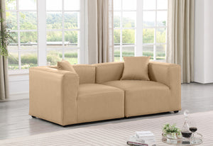 Cube Tan Vegan Leather Modular Sofa 668Tan-S72B Meridian Furniture