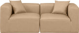 Cube Tan Vegan Leather Modular Sofa 668Tan-S72B Meridian Furniture