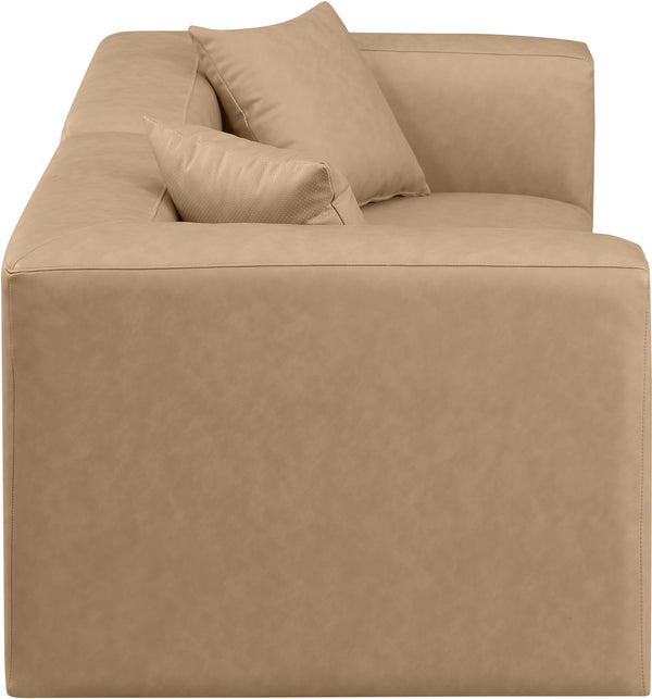 Cube Tan Vegan Leather Modular Sofa 668Tan-S72B Meridian Furniture