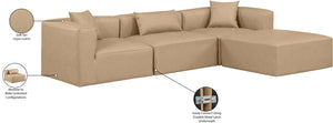 Cube Tan Vegan Leather Modular Sectional 668Tan-Sec4A Meridian Furniture