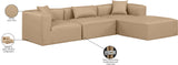 Cube Tan Vegan Leather Modular Sectional 668Tan-Sec4A Meridian Furniture