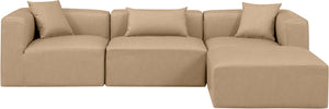 Cube Tan Vegan Leather Modular Sectional 668Tan-Sec4A Meridian Furniture