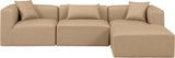 Cube Tan Vegan Leather Modular Sectional 668Tan-Sec4A Meridian Furniture