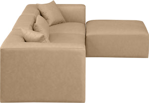 Cube Tan Vegan Leather Modular Sectional 668Tan-Sec4A Meridian Furniture