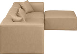 Cube Tan Vegan Leather Modular Sectional 668Tan-Sec4A Meridian Furniture