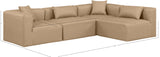 Cube Tan Vegan Leather Modular Sectional 668Tan-Sec4B Meridian Furniture