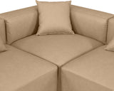 Cube Tan Vegan Leather Modular Sectional 668Tan-Sec4B Meridian Furniture