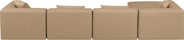 Cube Tan Vegan Leather Modular Sectional 668Tan-Sec5A Meridian Furniture