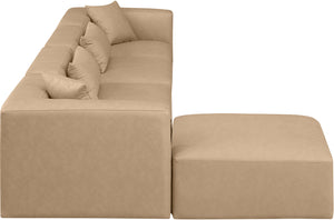Cube Tan Vegan Leather Modular Sectional 668Tan-Sec5A Meridian Furniture