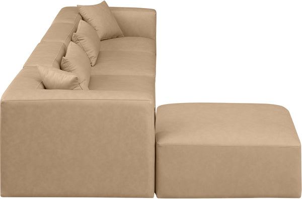 Cube Tan Vegan Leather Modular Sectional 668Tan-Sec5A Meridian Furniture