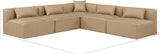 Cube Tan Vegan Leather Modular Sectional 668Tan-Sec5B Meridian Furniture