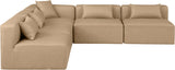 Cube Tan Vegan Leather Modular Sectional 668Tan-Sec5B Meridian Furniture