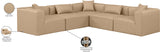 Cube Tan Vegan Leather Modular Sectional 668Tan-Sec5C Meridian Furniture