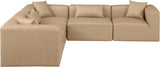 Cube Tan Vegan Leather Modular Sectional 668Tan-Sec5C Meridian Furniture