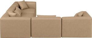 Cube Tan Vegan Leather Modular Sectional 668Tan-Sec5C Meridian Furniture