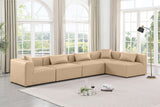 Cube Tan Vegan Leather Modular Sectional 668Tan-Sec5D Meridian Furniture