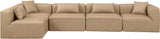 Cube Tan Vegan Leather Modular Sectional 668Tan-Sec5D Meridian Furniture