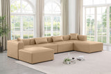 Cube Tan Vegan Leather Modular Sectional 668Tan-Sec6B Meridian Furniture