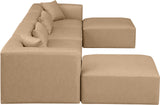 Cube Tan Vegan Leather Modular Sectional 668Tan-Sec6B Meridian Furniture