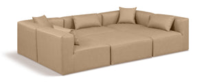 Cube Tan Vegan Leather Modular Sectional 668Tan-Sec6C Meridian Furniture