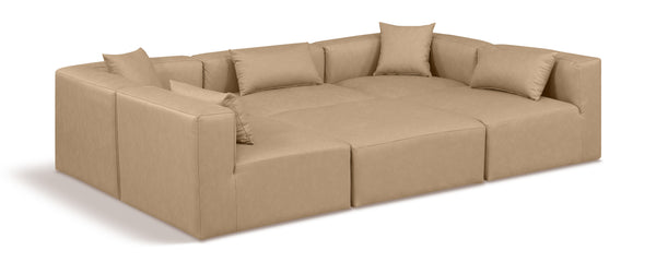 Cube Tan Vegan Leather Modular Sectional 668Tan-Sec6C Meridian Furniture