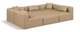 Cube Tan Vegan Leather Modular Sectional 668Tan-Sec6C Meridian Furniture