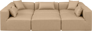 Cube Tan Vegan Leather Modular Sectional 668Tan-Sec6C Meridian Furniture
