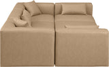 Cube Tan Vegan Leather Modular Sectional 668Tan-Sec6C Meridian Furniture