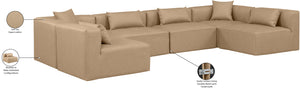 Cube Tan Vegan Leather Modular Sectional 668Tan-Sec6D Meridian Furniture
