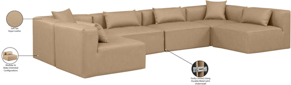 Cube Tan Vegan Leather Modular Sectional 668Tan-Sec6D Meridian Furniture