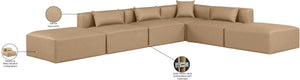 Cube Tan Vegan Leather Modular Sectional 668Tan-Sec6E Meridian Furniture