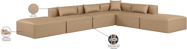 Cube Tan Vegan Leather Modular Sectional 668Tan-Sec6E Meridian Furniture