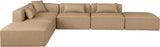 Cube Tan Vegan Leather Modular Sectional 668Tan-Sec6E Meridian Furniture