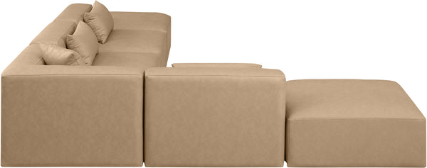 Cube Tan Vegan Leather Modular Sectional 668Tan-Sec6E Meridian Furniture