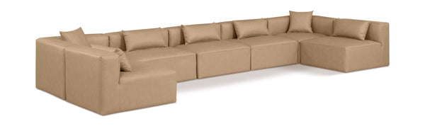 Cube Tan Vegan Leather Modular Sectional 668Tan-Sec7B Meridian Furniture