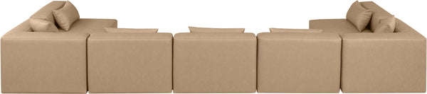 Cube Tan Vegan Leather Modular Sectional 668Tan-Sec7B Meridian Furniture